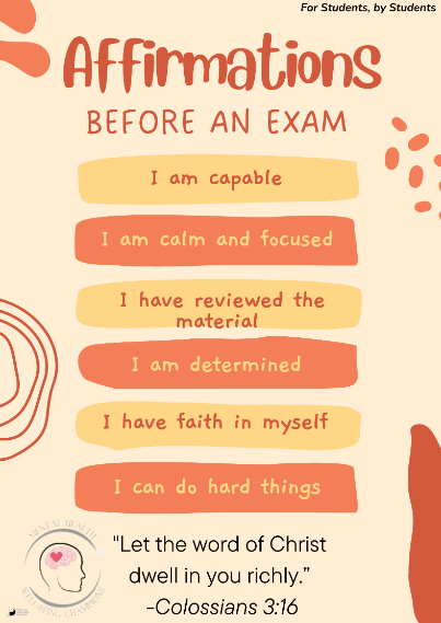 Affirmations before an exam poster